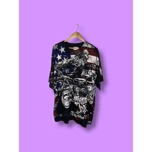 Y2K VINTAGE bnwt MIAMI INK tattoo Skull MENS t-shirt SZ 2XL AOP NEW HARLEY USA